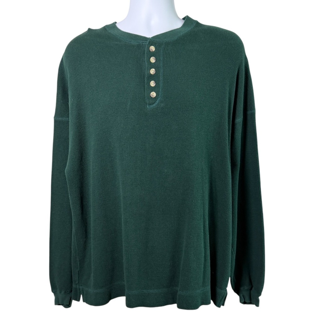 Vintage Old College Inn Mens Thermal Waffle Knit Henley Size XL Layer Outdoors‎